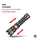 L2+COB LED Flashlight Light USB Rechargeable Telescopic Zoomable Magnetic Torch