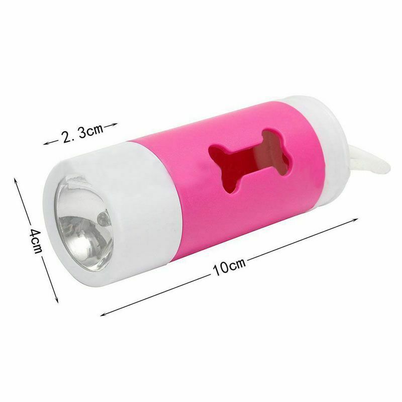 Flash Light Dispenser For Pet Dog Cat Poop Scoop Waste Bags Roll Holder Cle I7S5