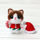 Novelty Cat Felt Craft Kit Wearing Christmas Hat Animal Wool Needle Felting Gift