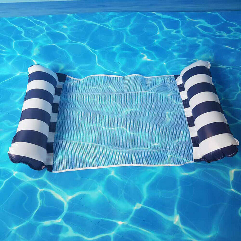 Inflatable Net Bed Foldable Backrest Floating Bed Chair Water Toys (Blue)