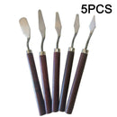 5pcs/Set Stainless Steel Artist Oil Painting Palette Spatula Paint Art Supplies