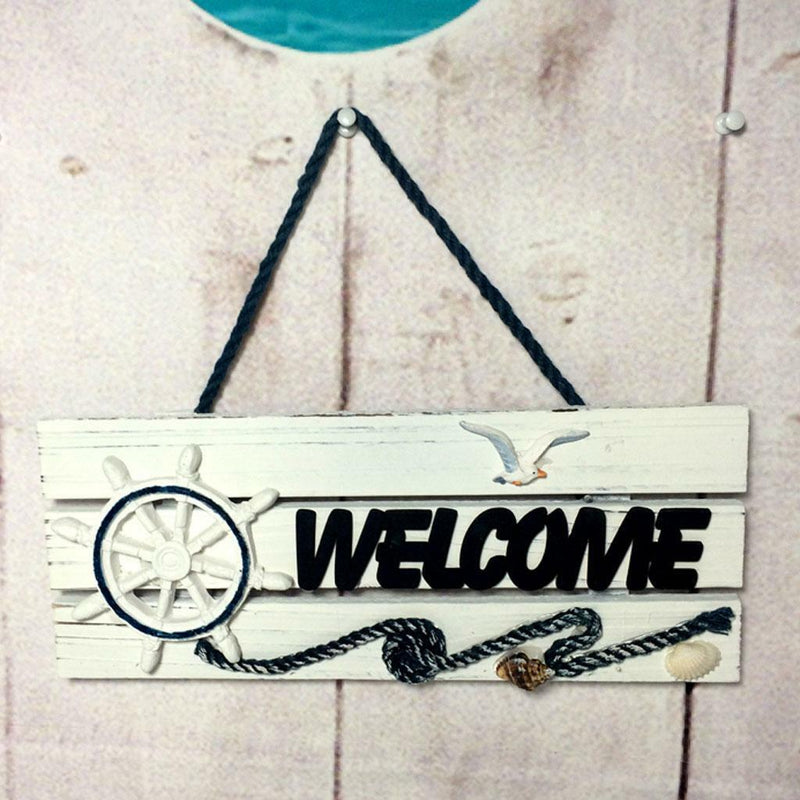 " Welcome" Wooden Sign Beach Ocean Nautical Seaside Theme Bar Shop Decor