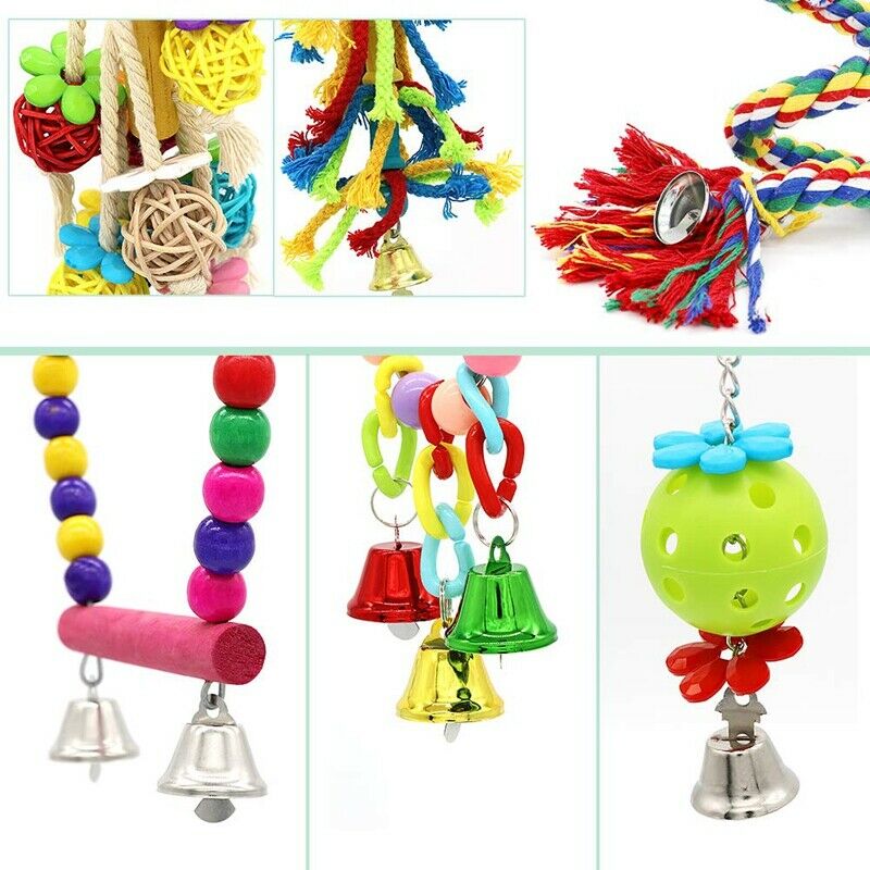 Birds Swing Toys,Parrots Chewing Hanging Perches With Bells Toys For Love B