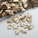 50 Sets Animal Shapes Blank Wood Heart Embellishments Wood Birds Slices for