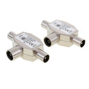 Universal 2Pcs 2 Way TV Aerial Splitter Coaxial Signal 1 Female To 2 Male