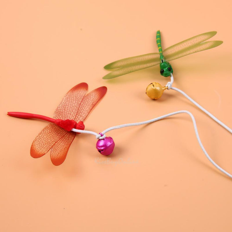 5pcs Plastic Cat Pet Teaser Dragonfly Interactive Stick Toys Wire Chaser Wands