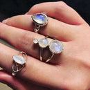 Ethnic Style Jewelry Bohemian Elliptical Geometry Alloy Opal Knuckle Ring S