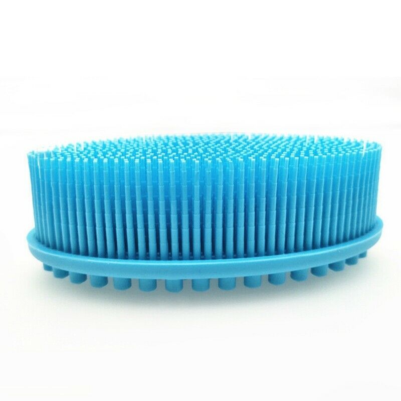 Blue Soft Silicone Body Brush Massage Scrub Bath Brush For Baby Shower Wash G8U6