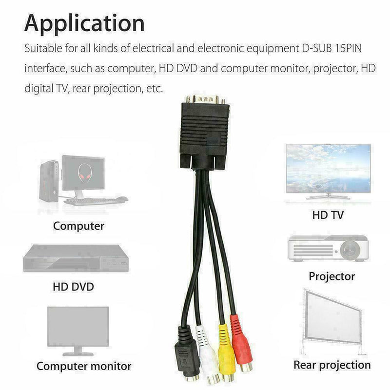 1 x VGA SVGA to S-VIDEO 3 RCA TV AV Converter Cable Adapter Converter F7U0 F6T9
