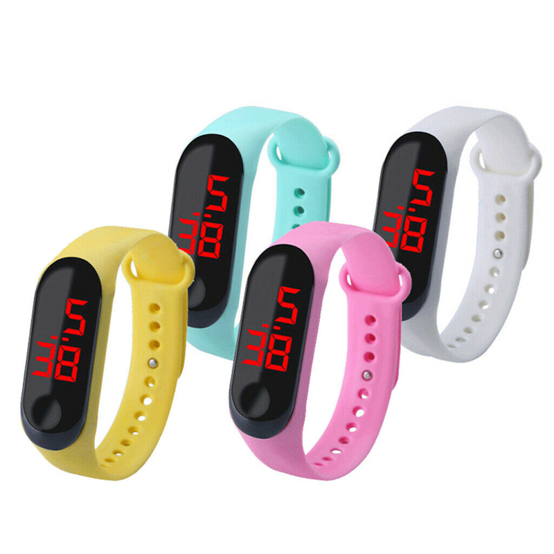 LED Digital Watch Touch Screen Silicone Smart Wristwatch Bracelet Black