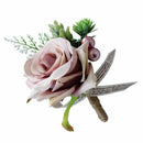 Rose Flower Silk Boutonniere Corsage Accessories wedding decorations Nude p H4L8
