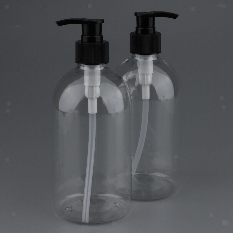 2x 500ml Plastic Pump Bottle Lotion Shampoo Liquid Travel Containers Refillable