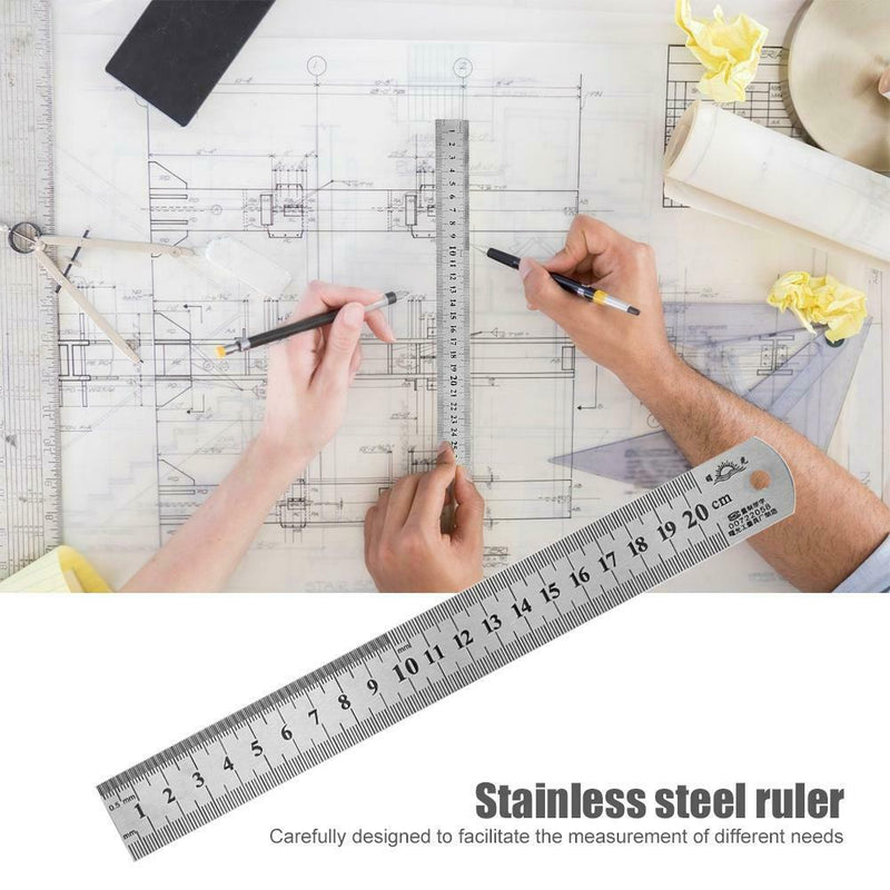 Stainless Steel Metal Straight Ruler Double Sided Measuring Tool (150mm) A