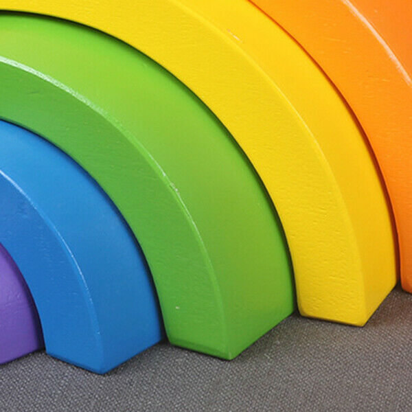 Colorful Wood Rainbow Building Blocks Toys Creative Assembling Blocks Circl A1P9