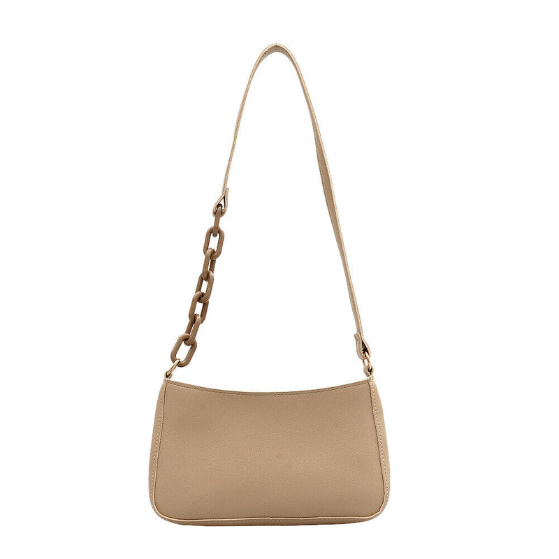 Women Solid Evening Clutch Shoulder Handbags PU Leather Totes Bags (Khaki)