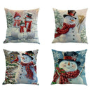 4pcs Happy Christmas Pillow Cover Decorative Cotton Linen Sofa Pillow Case