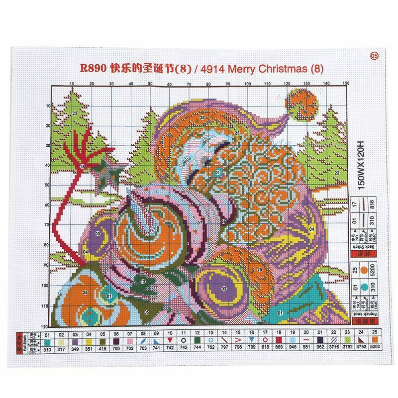 1 set Cross Stitch Santa Claus and snowman 11 CT Stamped DIY Needlework Wed W1O9