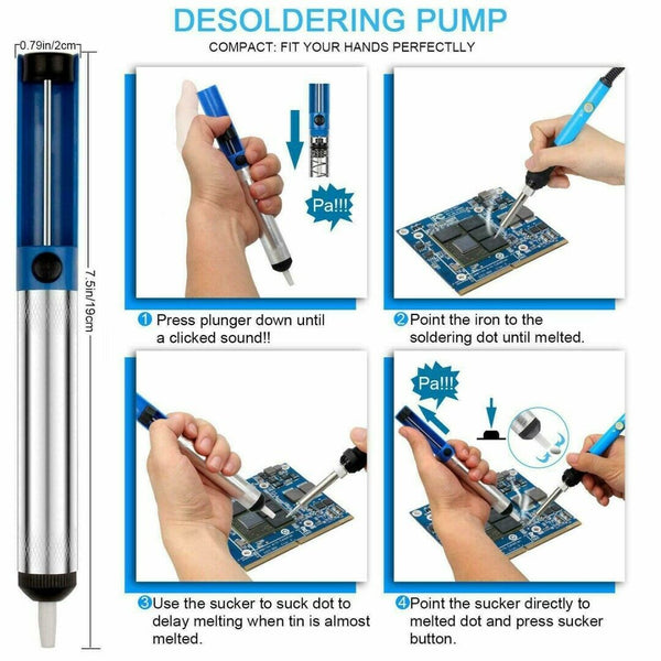15Pcs Electric Soldering Iron Kit Welding Tool Set Adjustable Temperature 60W #