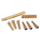 Brass Saddle Nut + Blue Opal Bridge Pins Set for Acoustic Folk Guitar Parts