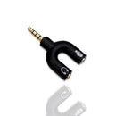 3.5mm Black Stereo Splitter to Mic Headset Jack Plug Adapter For Phone Pretty