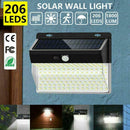 206 LED Solar Waterproo fPower PIR Motion Sensor Wall Outdoor Garden Lamp S5M8