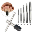 6Pcs M3-M8 Tap Drill Set T Handle Ratchet Tap Wrench Machinist Tool