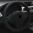 Black Microfiber Leather Car Steering Wheel Cover 38cm Anti-slip Protector