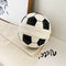 Round Shoulder Bag Women Totes Chain Messenger Handbag (Football White)