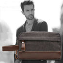 Toiletry Beauty Case Bag Leather Trim Canvas Shaving Dopp Case Neceser Trav