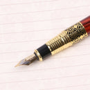 0.5mm Imitation Red Wooden With Carving Flower Medium Nib Fountain Pen Supplies