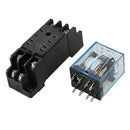 HH52P DC 12V Coil DPDT 8 Pins Electromagnetic Power Relay DYF08A Base