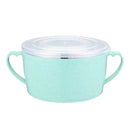 Stainless Steel Kids Noodles Bowl with Spoon for Ramen Soup Rice Snack Green