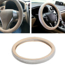 1 White 38CM Car Crystal Steering Wheel Cover PU Leather Rhinestones Beige Bling