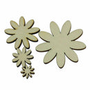 Pack of 50 Mixed Size Wooden Flower Shape Embellishments for DIY Decoration S7P9
