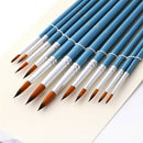 12pcs Pro Art Paint Brush Nylon Brushes Fine Pointed For Watercolor Acrylic Oil