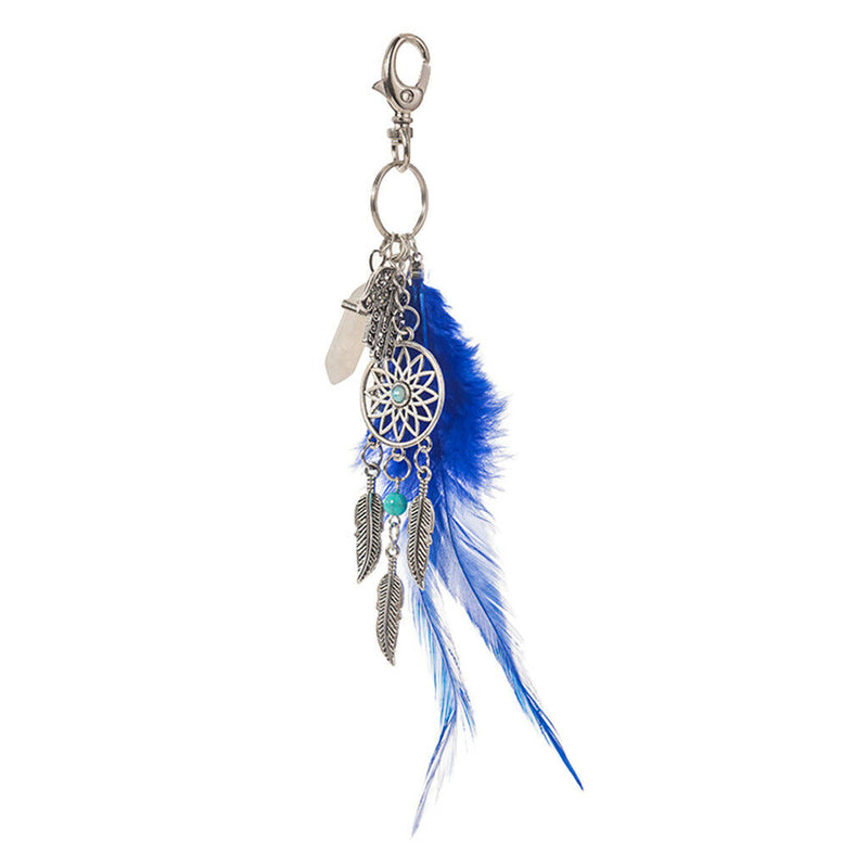 Retro Bohemian Keychains Feather Key Ring and Dream Catcher Pendant Keyring for