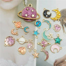 20PCS Enamel Plated Mixed Moon Star Planet Pendant Charms for Bracelet Necklace