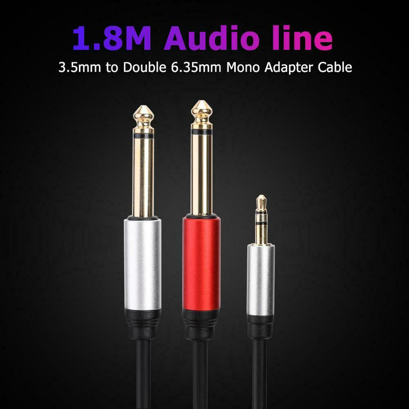 1.8m 3.5mm Male to Dual 6.35mm Male Audio Cable for Mixer Amplifier Speaker