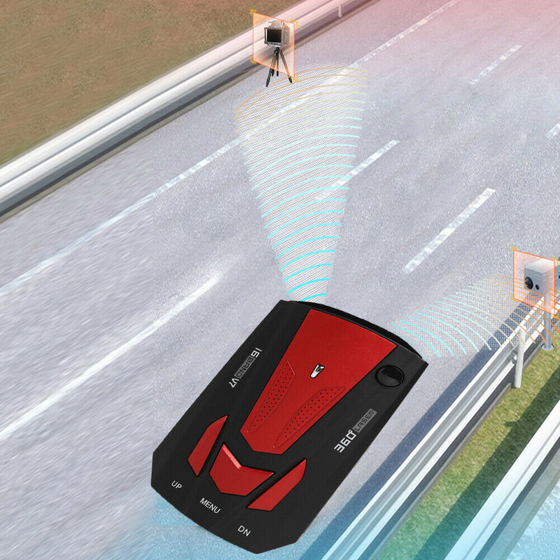 V7 2020 Car Radar Detector English Russian Human Voice Speed Warning (Red)