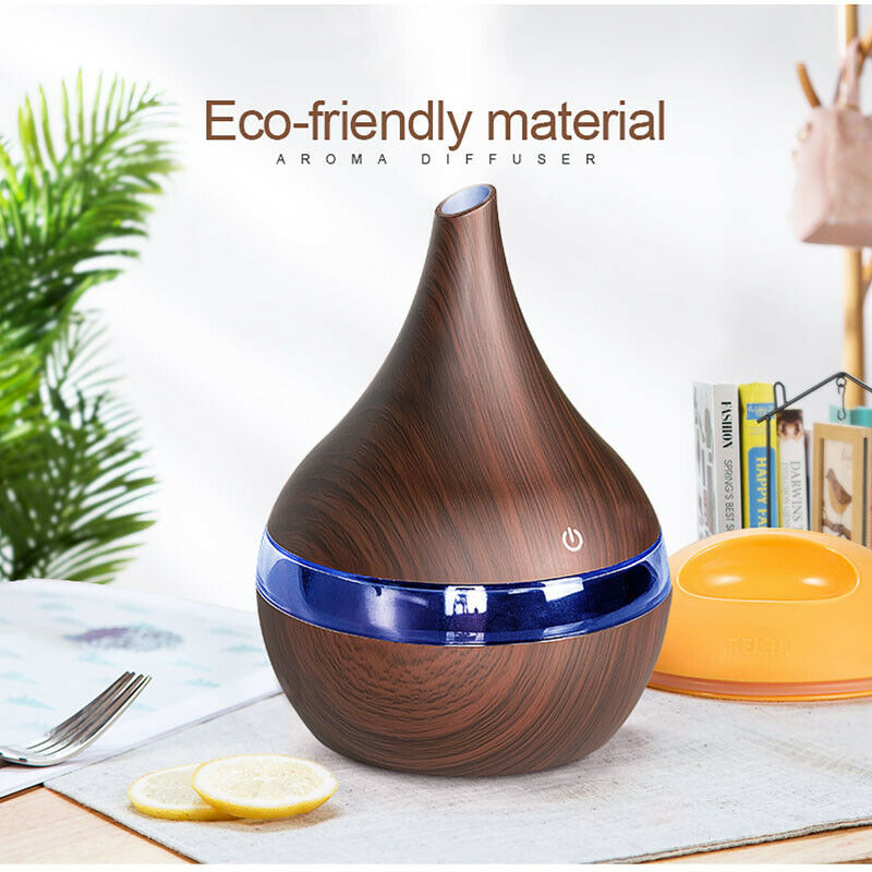 300ml USB Electric Aroma Air Diffuser Wood Ultrasonic Air Humidifier Essent Y6O7