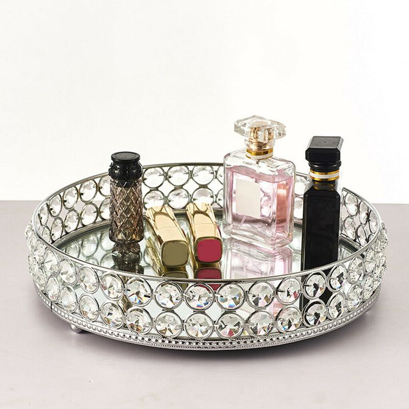 Crystal Vanity Makeup Tray Large Storage Ornate Jewelry Trinket Cosmetic Tray