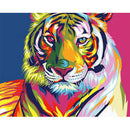 Painting By Numbers DIY Colorful Tiger Hand Painted Canvas Oil Art Picture A