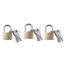 3x Small Brass Padlocks Mini Brass Tiny Box Locks Keyed Jewelry 6 Keys 20mm M4S4