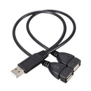 2.0 A Male To 2 Dual USB Female Jack Y Splitter Hub Power Cord Adapter Cable New