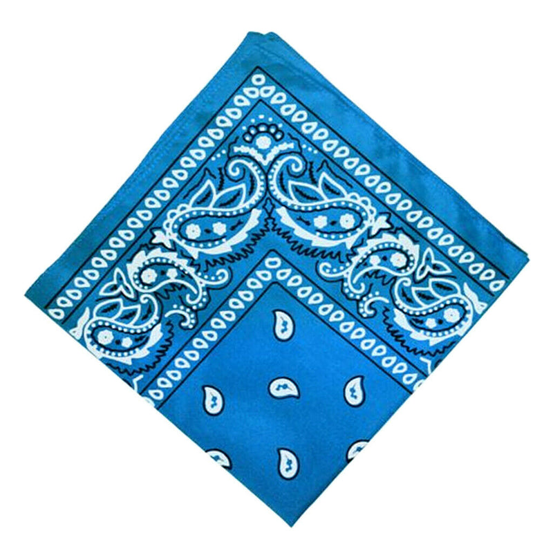 Women Men Double Sided Paisley Bandana Head Wrap Headband Handkerchief Blue
