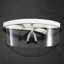 Oversized Frame Shield Visor Flat Top Sunglasses  White Frame