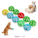 10pcs Plastic Hollow Out Round Pet Cat Colorful Ball Toys With Small Bell