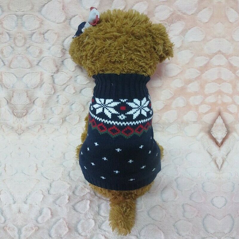 Puppy Pet Dogs Christmas Snowflake Winter Knit Acrylic Sweater Constume S b