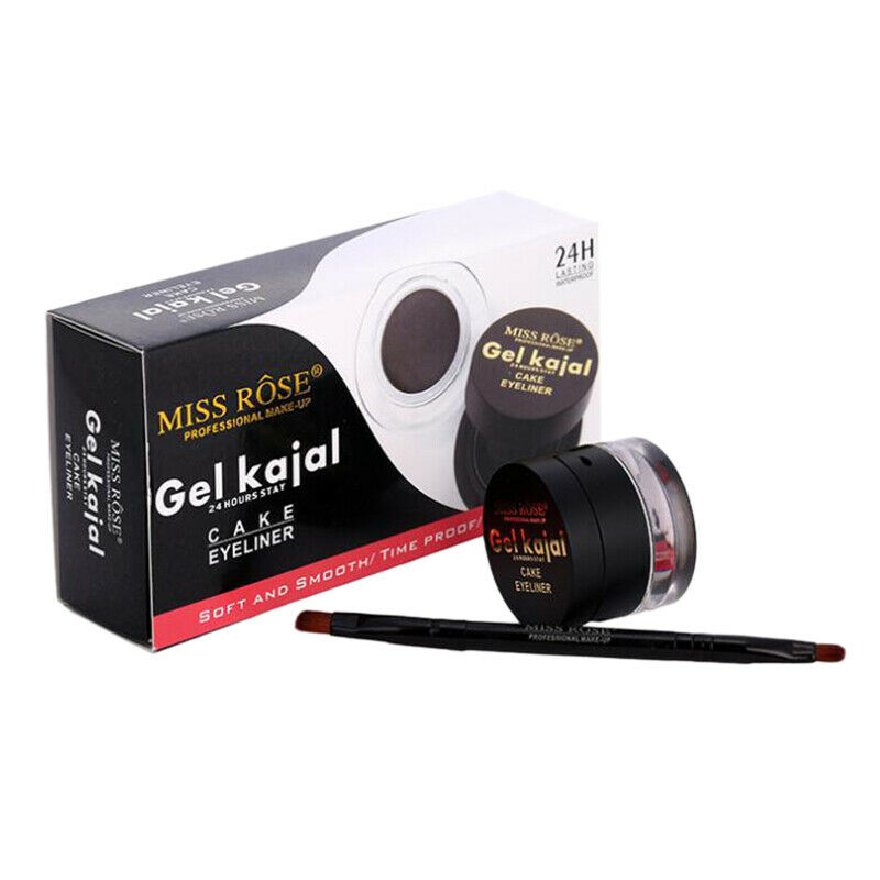 Miss Rose 3Pcs/Set Eye Makeup Set Black + Brown Cake Eyeliner Long Lasting  L3L9