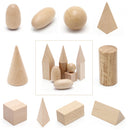 10Pcs Wooden Geometric Solids Shape Learning Resources Cognitive Toys With Bag